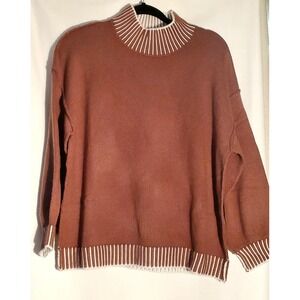 NEW Chyrii Women's Oversized Brown Stitched Cozy Sweater Size SMALL